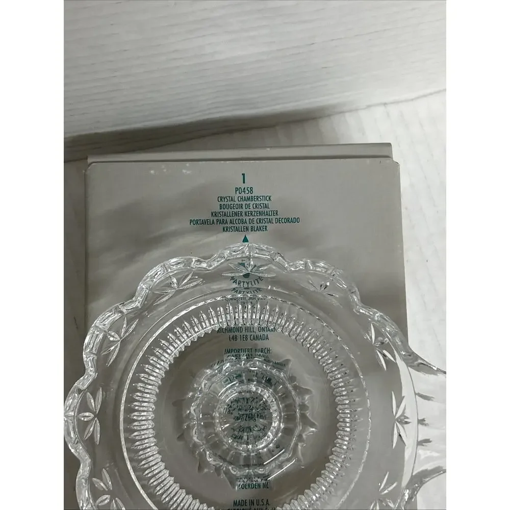 Vintage Retired Partylite P0458 Crystal Chamberstick Candleholder NEW NOS - Picture 2 of 5